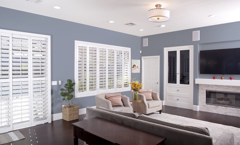 Plantation Shutters In A Southern California Living Room.